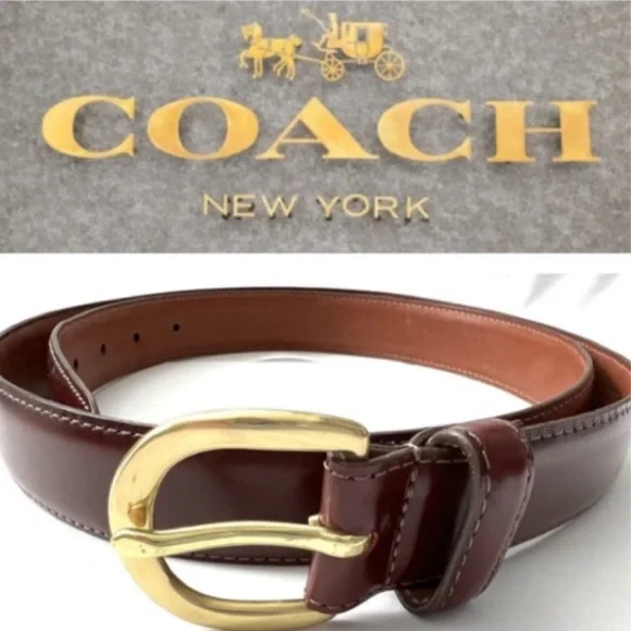 Coach Polished Cowhide Leather Belt with Solid Brass Buckle Size 36 s-l400.jpg main image 4
